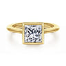 Brooke - 14K Yellow Gold Princess Cut Bezel Set Solitaire Diamond Engagement Ring