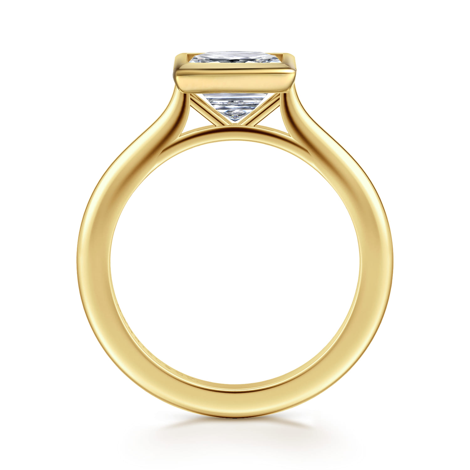 Brooke - 14K Yellow Gold Princess Cut Bezel Set Solitaire Diamond Engagement Ring - Shot 2