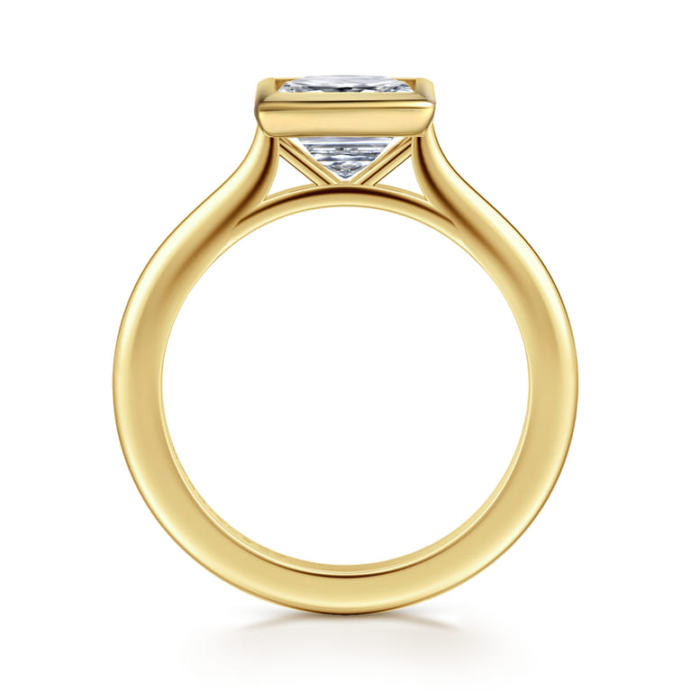 Brooke - 14K Yellow Gold Princess Cut Bezel Set Solitaire Diamond Engagement Ring - Shot 2