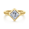 Elsa - 14K Yellow Gold Compass Bezel Prong Princess Cut Solitaire Diamond Engagement Ring
