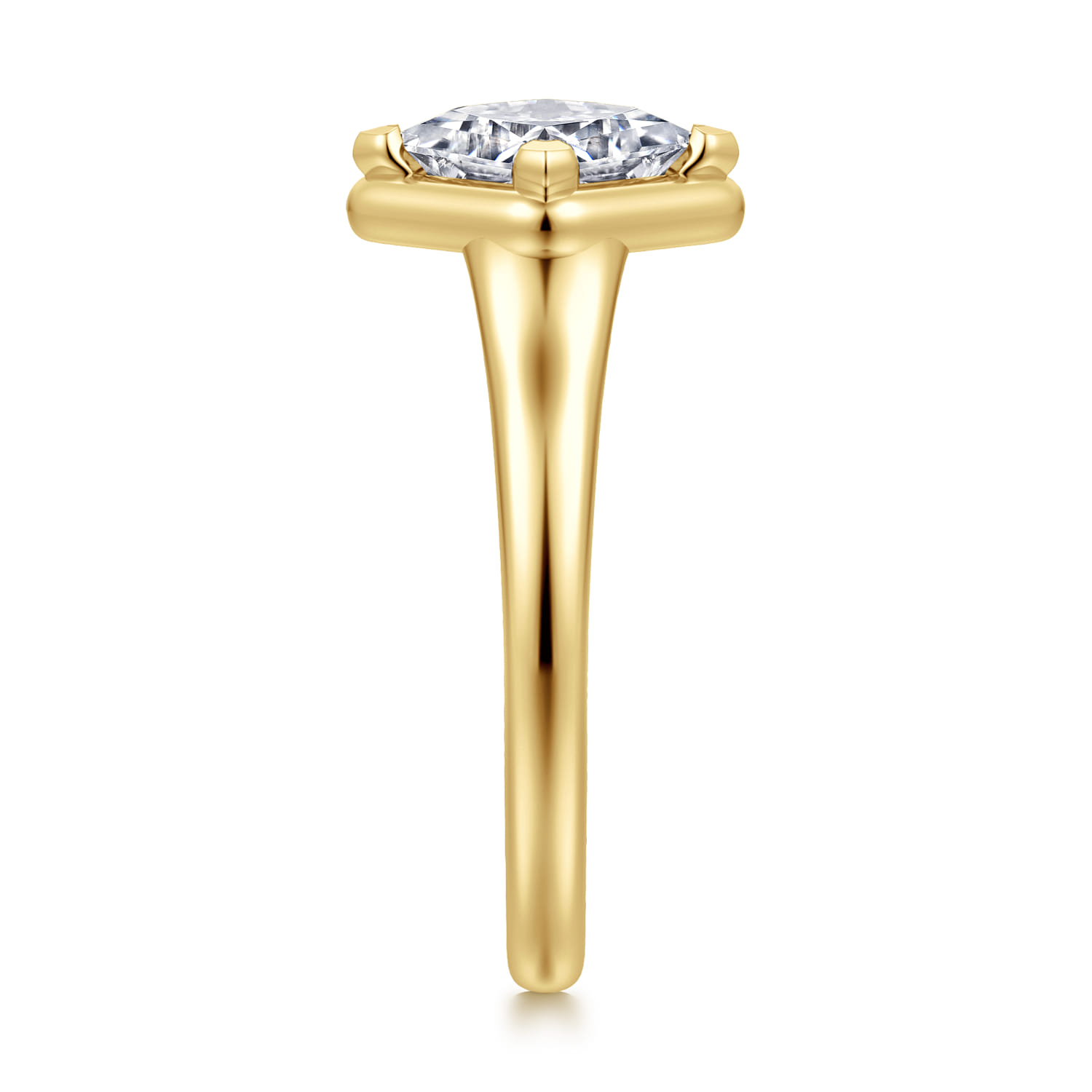 Elsa - 14K Yellow Gold Compass Bezel Prong Princess Cut Solitaire Diamond Engagement Ring - Shot 4