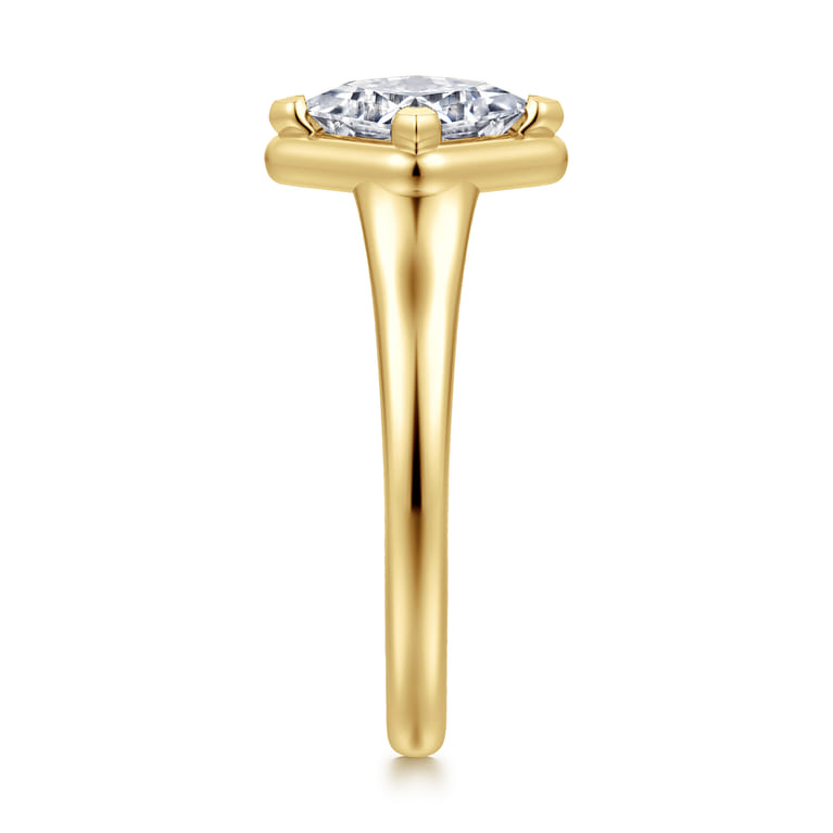 Elsa - 14K Yellow Gold Compass Bezel Prong Princess Cut Solitaire Diamond Engagement Ring - Shot 4