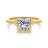 Kaya - 14K Yellow Gold Bezel Set Princess Cut Solitaire Diamond Engagement Ring