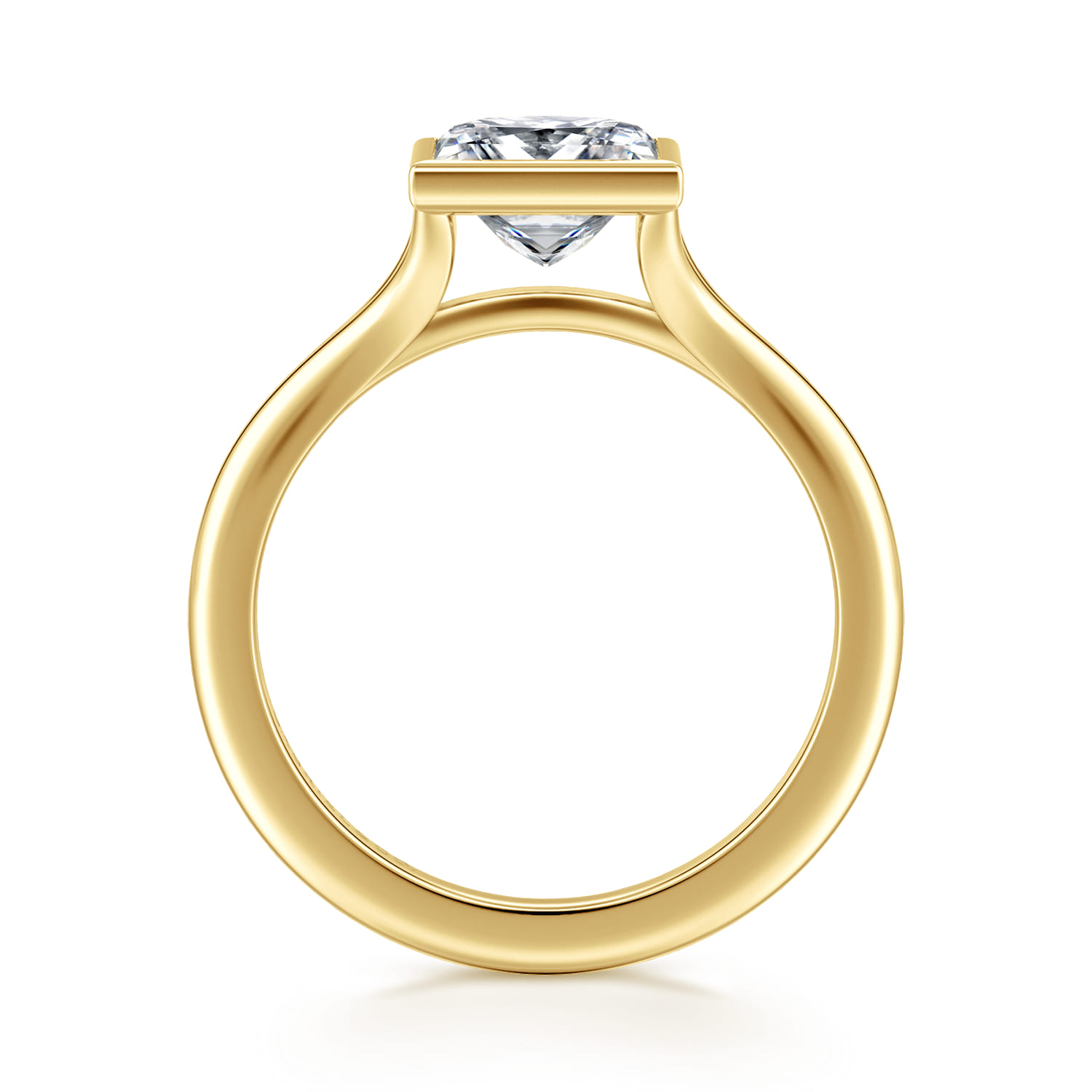 Kaya - 14K Yellow Gold Bezel Set Princess Cut Solitaire Diamond Engagement Ring - Shot 2