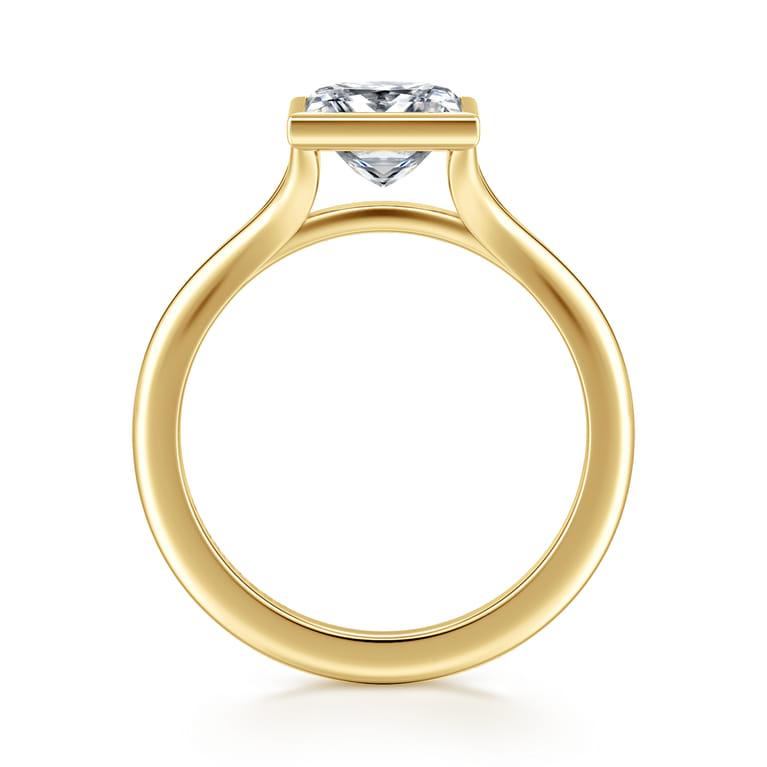 Kaya - 14K Yellow Gold Bezel Set Princess Cut Solitaire Diamond Engagement Ring - Shot 2
