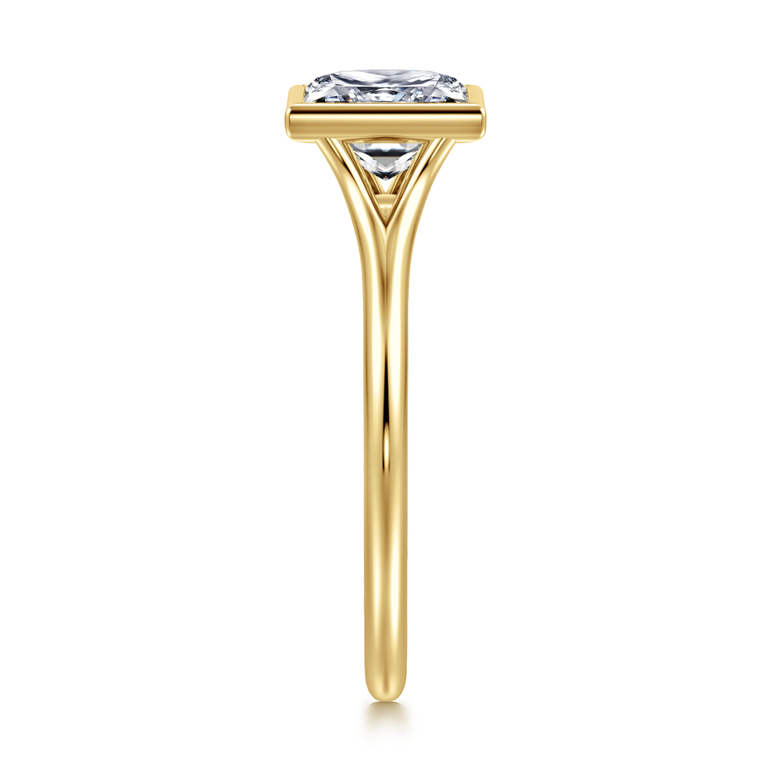 Kaya - 14K Yellow Gold Bezel Set Princess Cut Solitaire Diamond Engagement Ring - Shot 4
