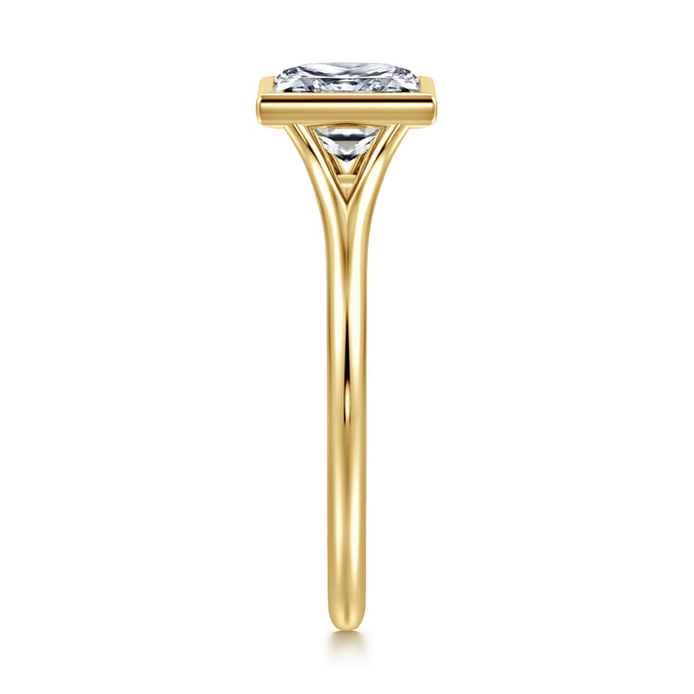 Kaya - 14K Yellow Gold Bezel Set Princess Cut Solitaire Diamond Engagement Ring - Shot 4