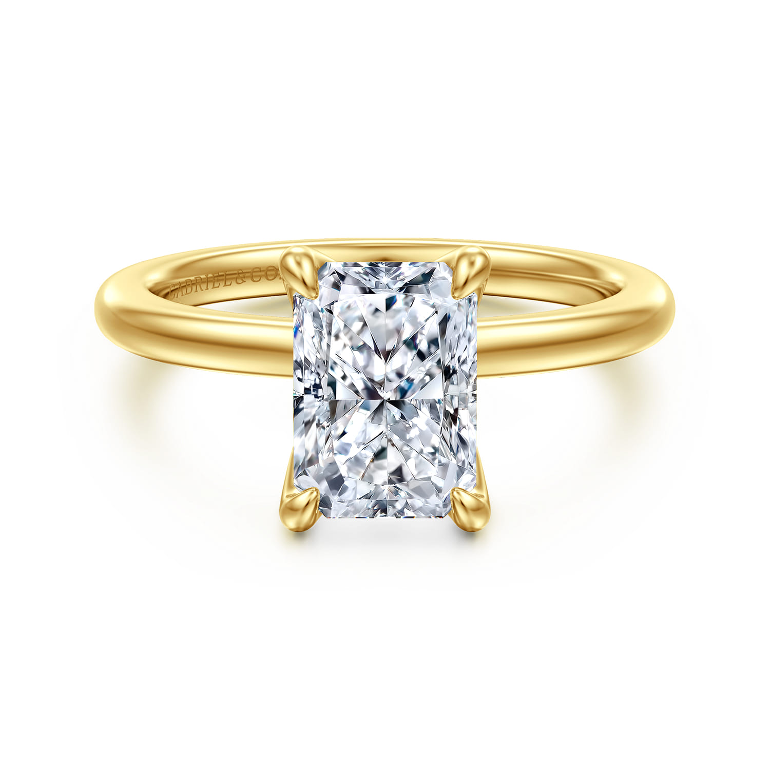 Evelynn - 14K Yellow Gold Radiant Cut Solitaire Diamond Engagement Ring - 0.03 ct - Shot 1