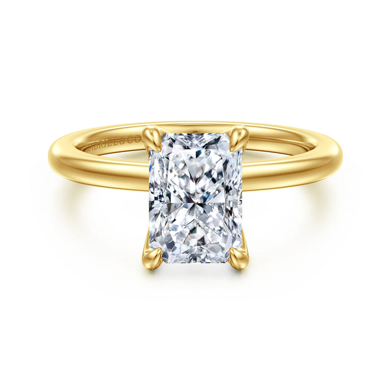 Evelynn - 14K Yellow Gold Radiant Cut Solitaire Diamond Engagement Ring - 0.03 ct - Shot 1