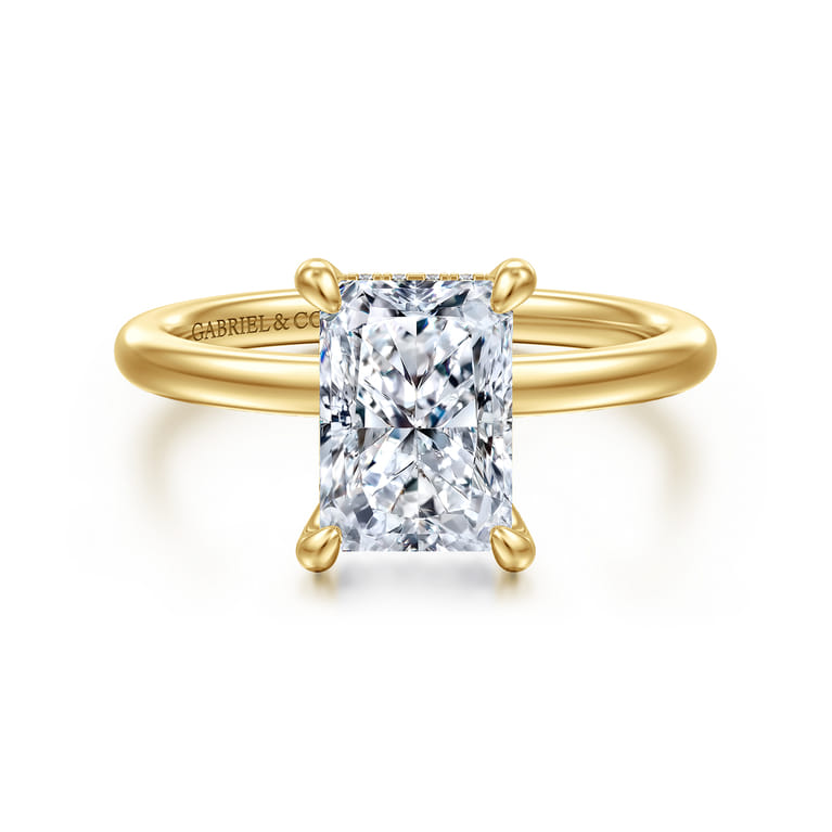 Cari - 14K Yellow Gold Radiant Cut Diamond Engagement Ring - 0.07 ct - Shot 1