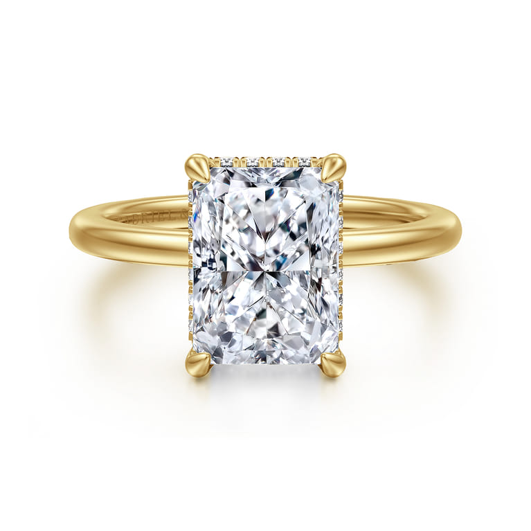 Rainah - 14K White Gold Radiant Cut Diamond Engagement Ring - 0.14 ct - Shot 1