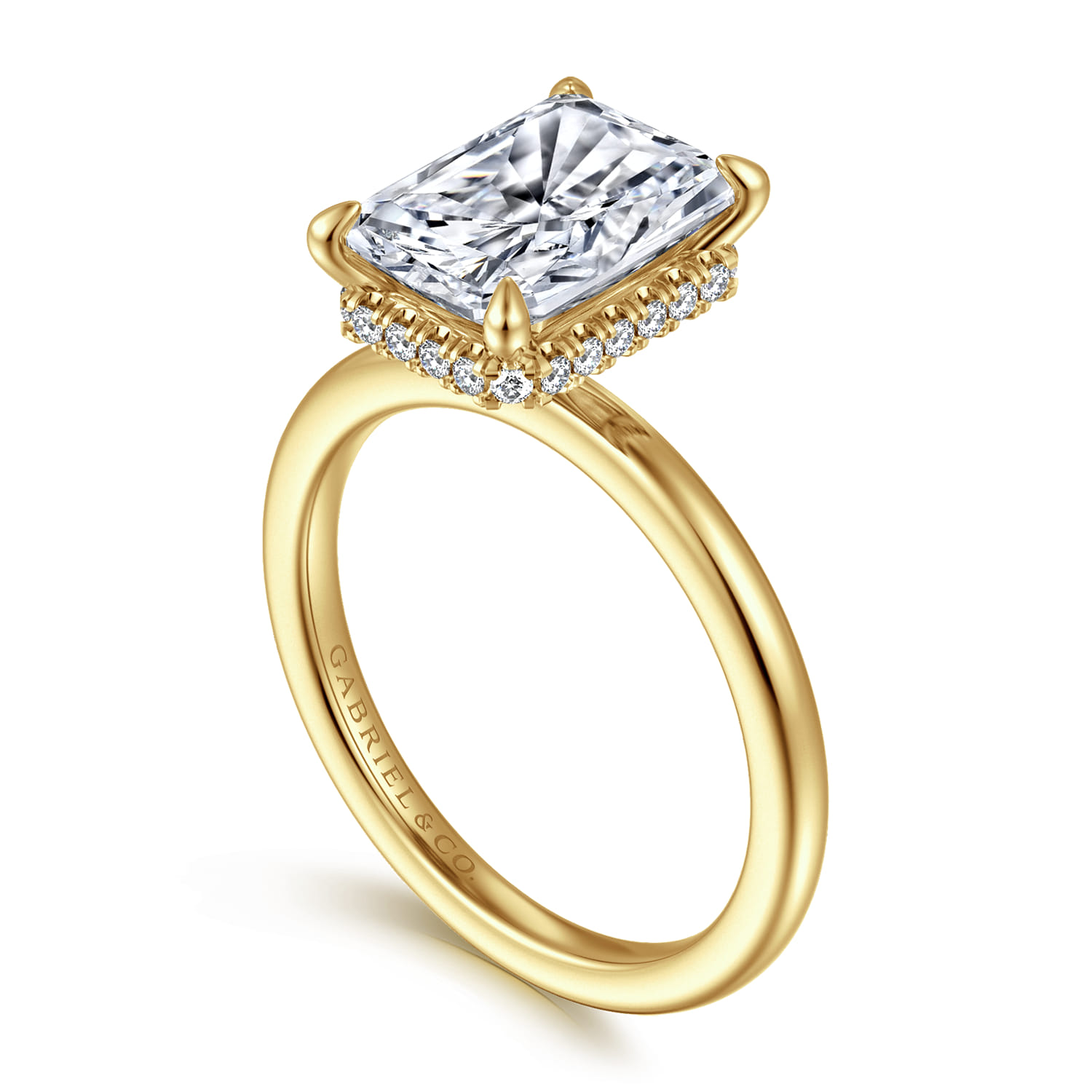 Rainah - 14K White Gold Radiant Cut Diamond Engagement Ring - 0.14 ct - Shot 3