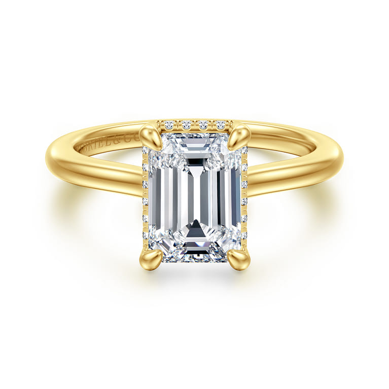 Aldon - 14K Yellow Gold Radiant Cut Diamond Engagement Ring - 0.08 ct - Shot 1