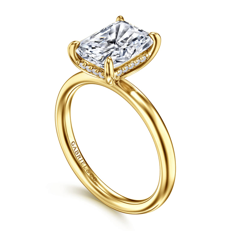 Peace - 14K Yellow Gold Radiant Diamond and Engagement Ring - 0.07 ct - Shot 3