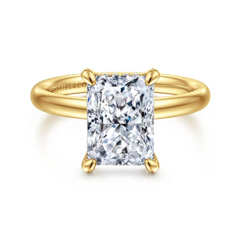 Peace - 14K Yellow Gold Radiant Cut Diamond Engagement Ring - 0.08 ct - Shot 1