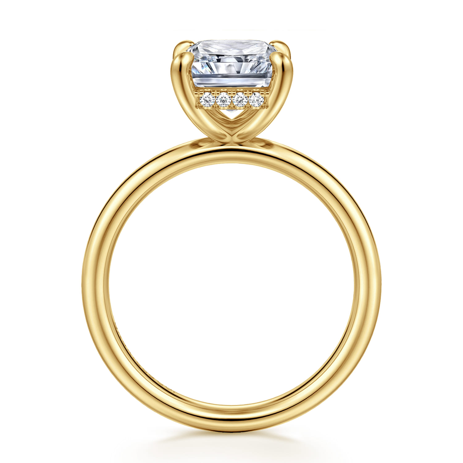Peace - 14K Yellow Gold Radiant Cut Diamond Engagement Ring - 0.08 ct - Shot 2