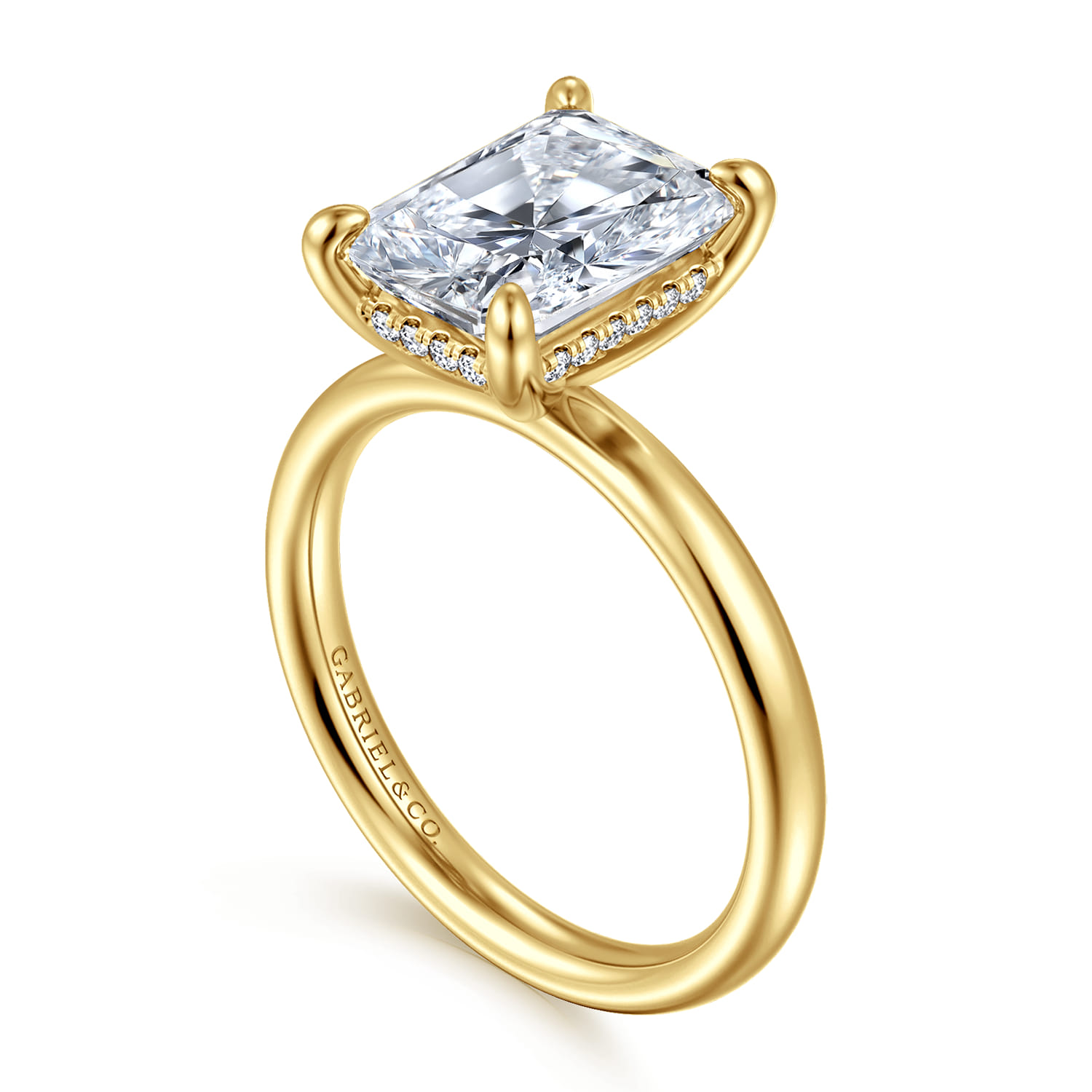 Peace - 14K Yellow Gold Radiant Cut Diamond Engagement Ring - 0.08 ct - Shot 3
