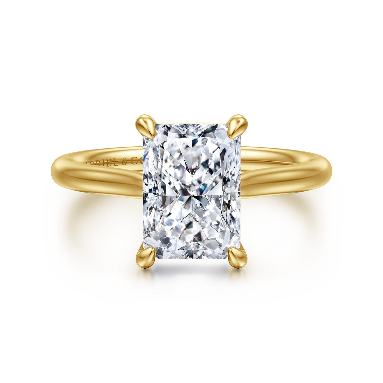 Bena - 14K Yellow Gold Radiant Cut Solitaire Diamond Engagement Ring - Shot 1