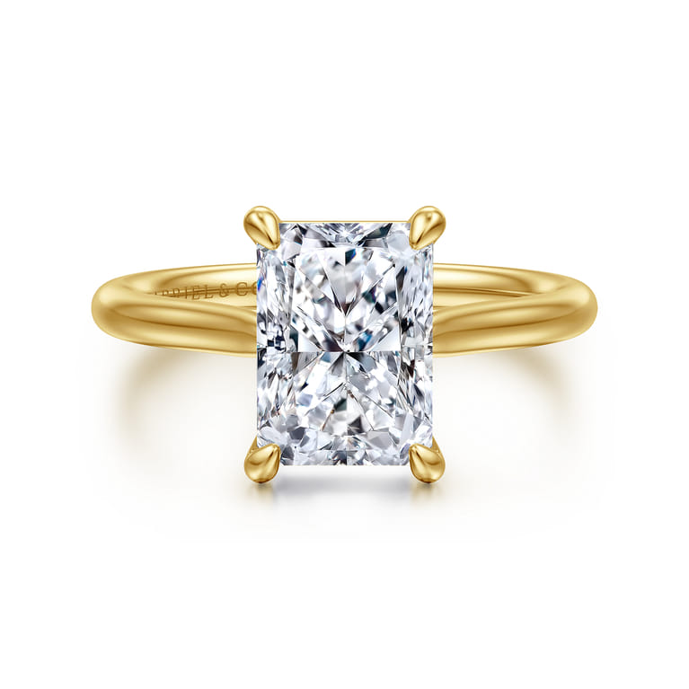 Bena - 14K Yellow Gold Radiant Cut Solitaire Diamond Engagement Ring - Shot 1