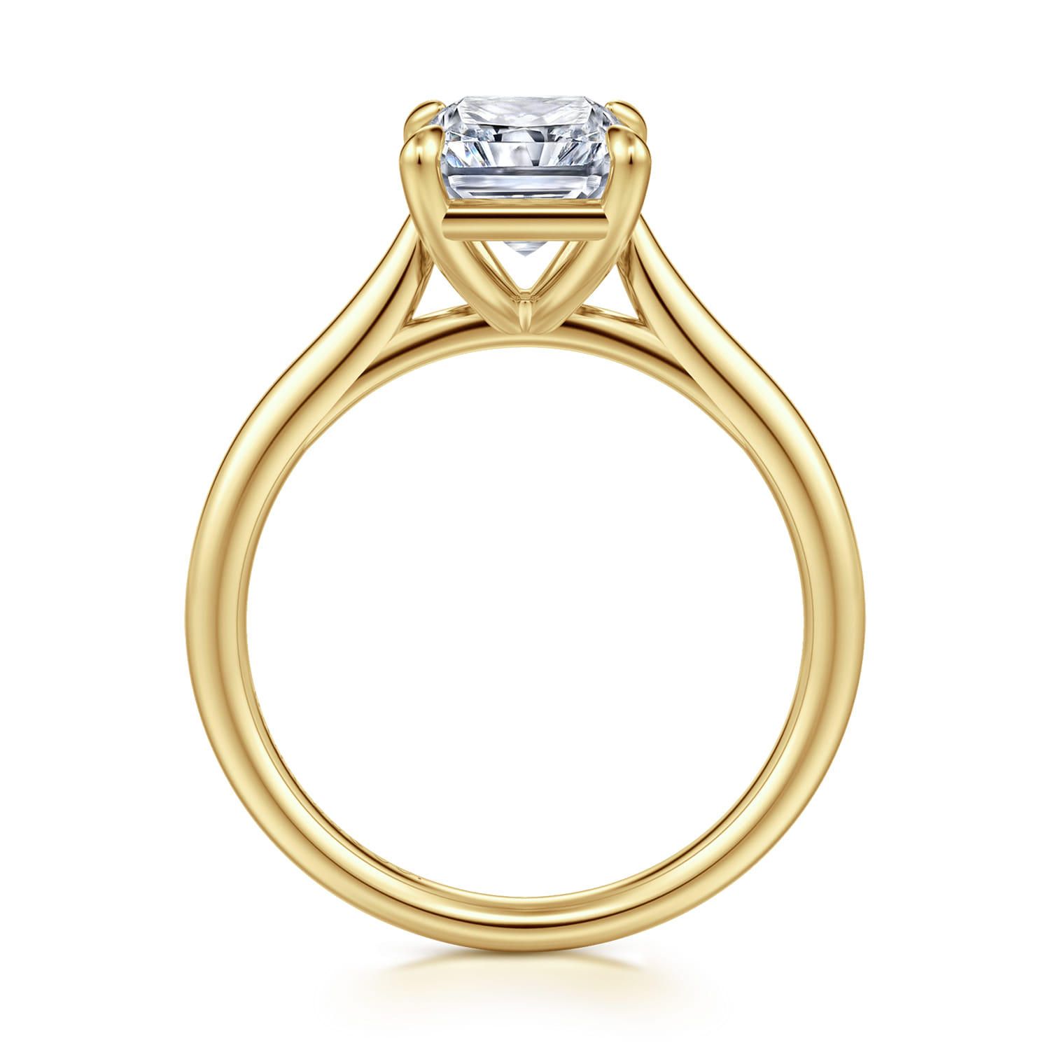 Bena - 14K Yellow Gold Radiant Cut Solitaire Diamond Engagement Ring - Shot 2