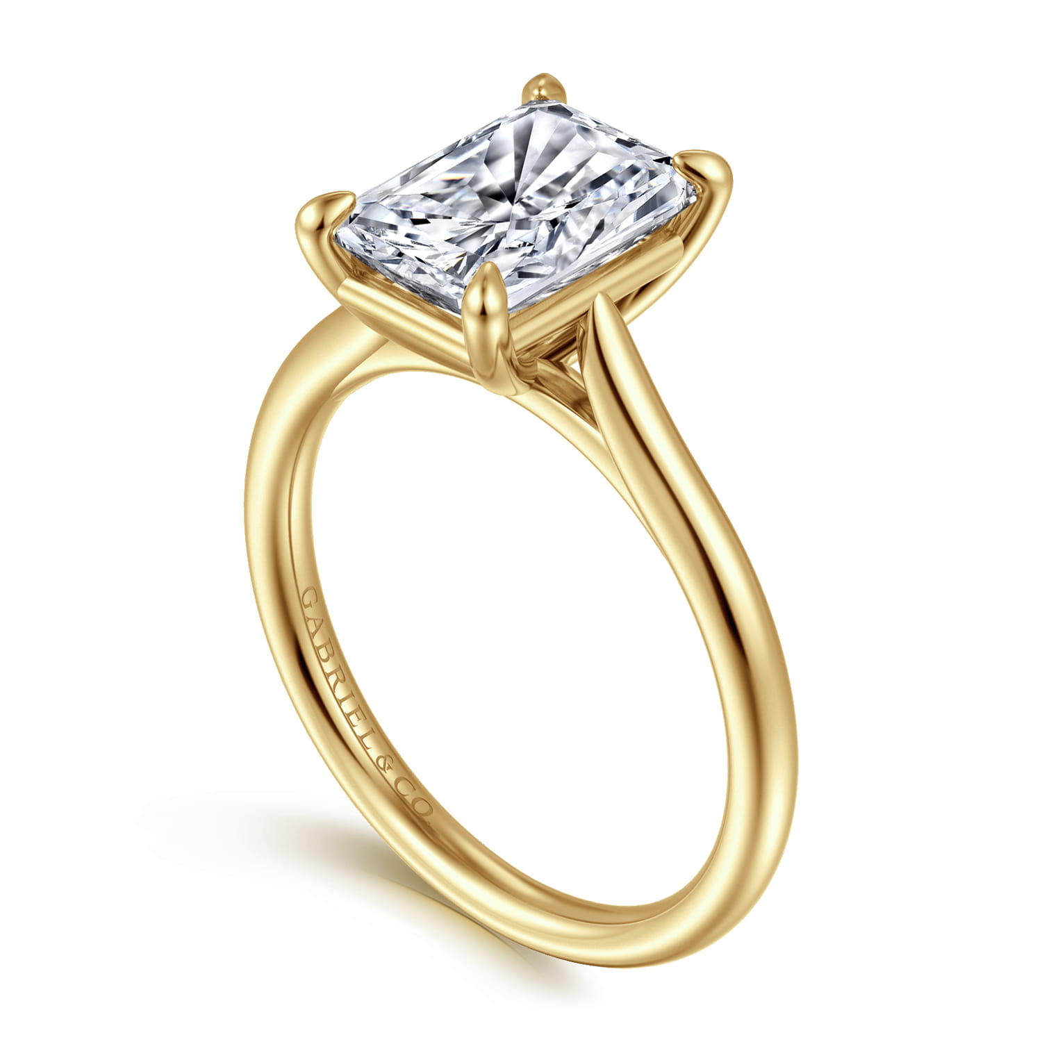 Bena - 14K Yellow Gold Radiant Cut Solitaire Diamond Engagement Ring - Shot 3
