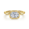 Linen - 14K Yellow Gold East West and Bezel Prong Radiant Cut Diamond Engagement Ring