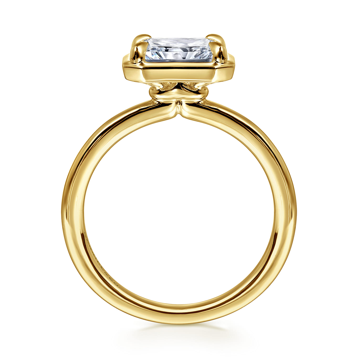 Linen - 14K Yellow Gold East West and Bezel Prong Radiant Cut Diamond Engagement Ring - Shot 2