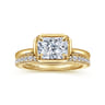 Linen - 14K Yellow Gold East West and Bezel Prong Radiant Cut Diamond Engagement Ring