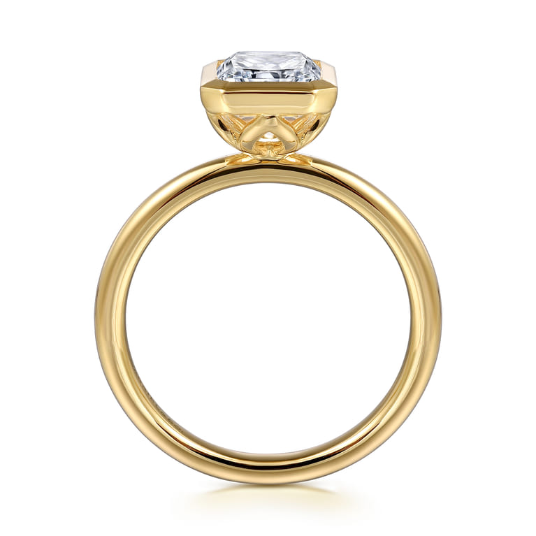 Linny - 14K Yellow Gold Radiant Cut Bezel Set Diamond Engagement Ring - Shot 2
