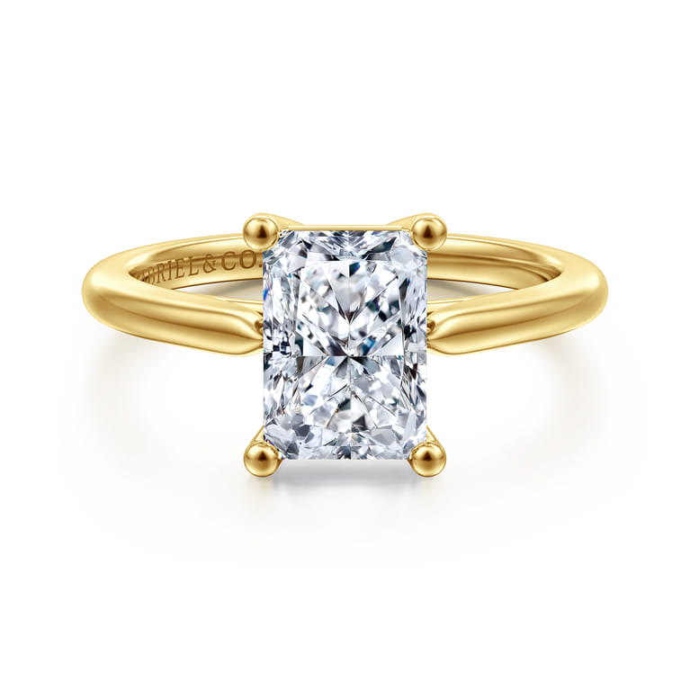 Anushka - 14K Yellow Gold Radiant Cut Solitaire Diamond Engagement Ring - Shot 1