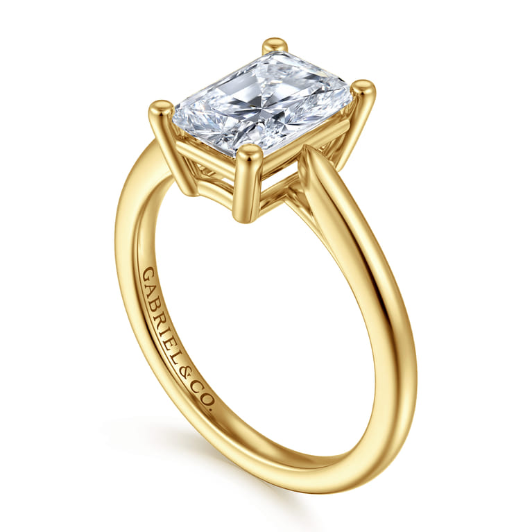 Anushka - 14K Yellow Gold Radiant Cut Solitaire Diamond Engagement Ring - Shot 3