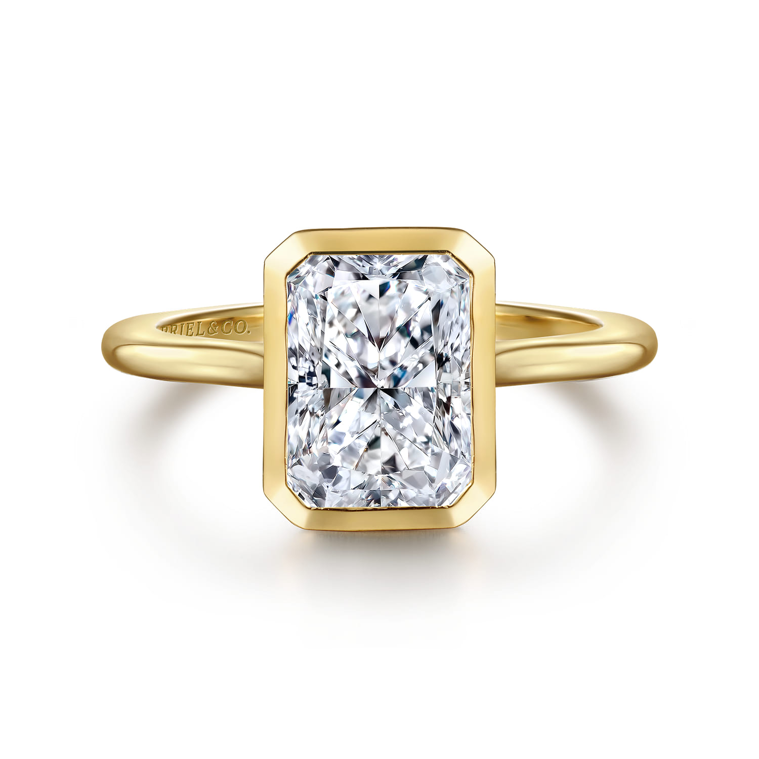 Brooke - 14K Yellow Gold Radiant Cut Bezel Set Solitaire Diamond Engagement Ring - Shot 1