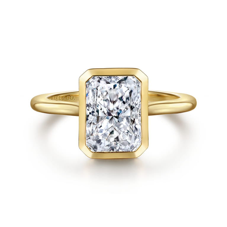 Brooke - 14K Yellow Gold Radiant Cut Bezel Set Solitaire Diamond Engagement Ring - Shot 1