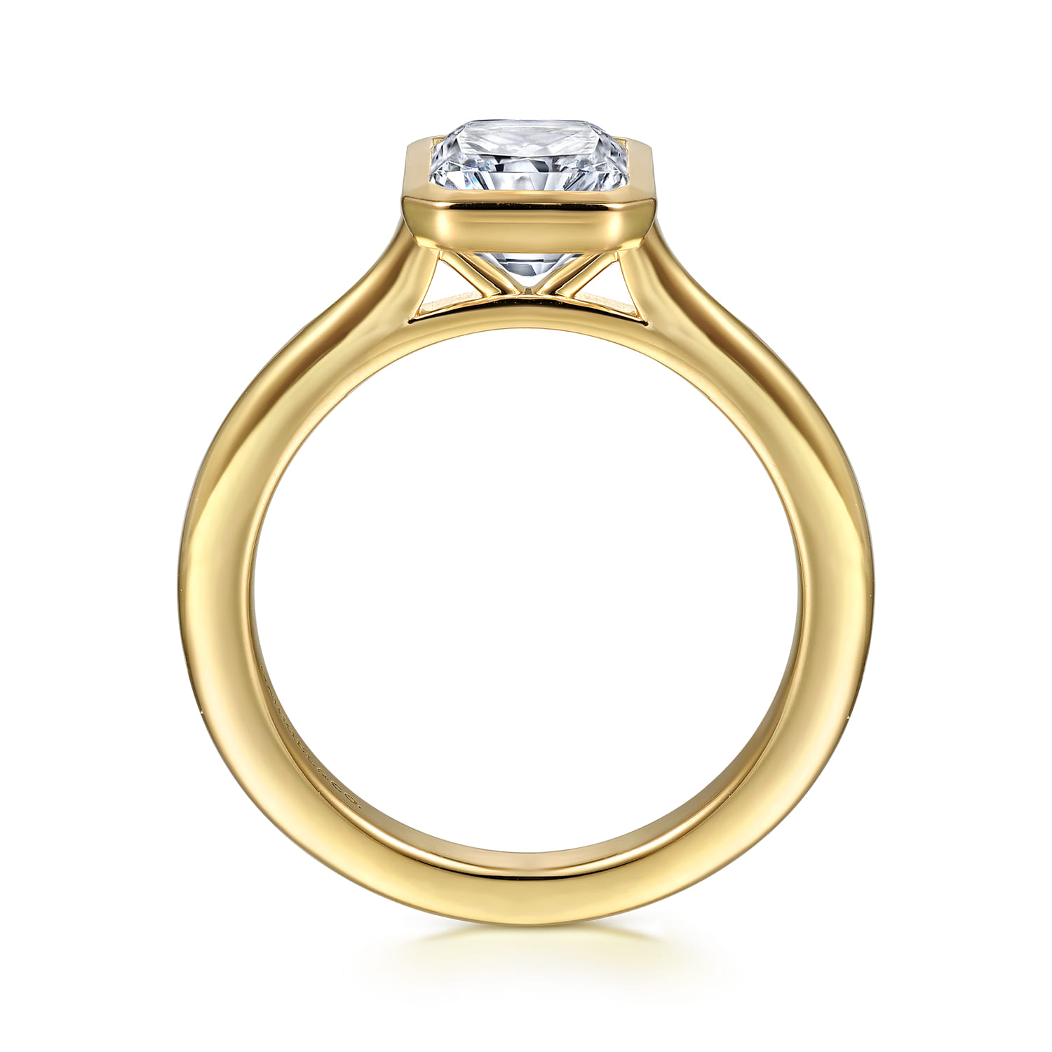 Brooke - 14K Yellow Gold Radiant Cut Bezel Set Solitaire Diamond Engagement Ring - Shot 2