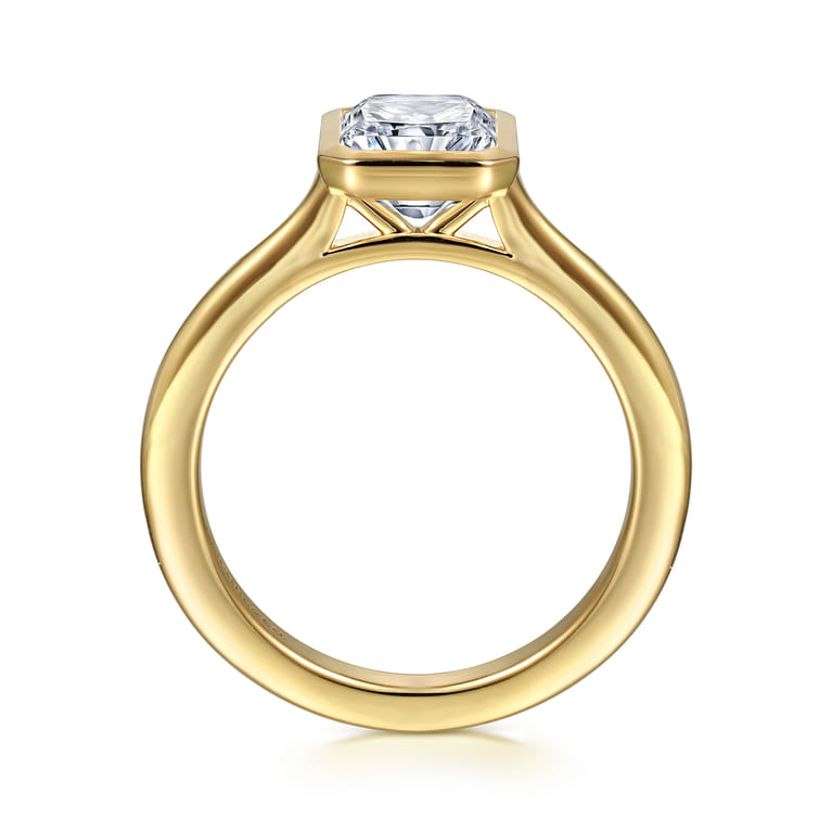 Brooke - 14K Yellow Gold Radiant Cut Bezel Set Solitaire Diamond Engagement Ring - Shot 2