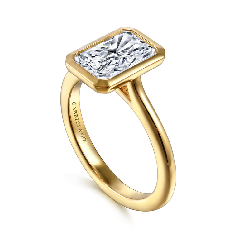 Brooke - 14K Yellow Gold Radiant Cut Bezel Set Solitaire Diamond Engagement Ring - Shot 3