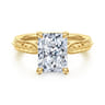 Gaze - Vintage Inspired 14K Yellow Gold Radiant Cut Solitaire Diamond Engagement Ring