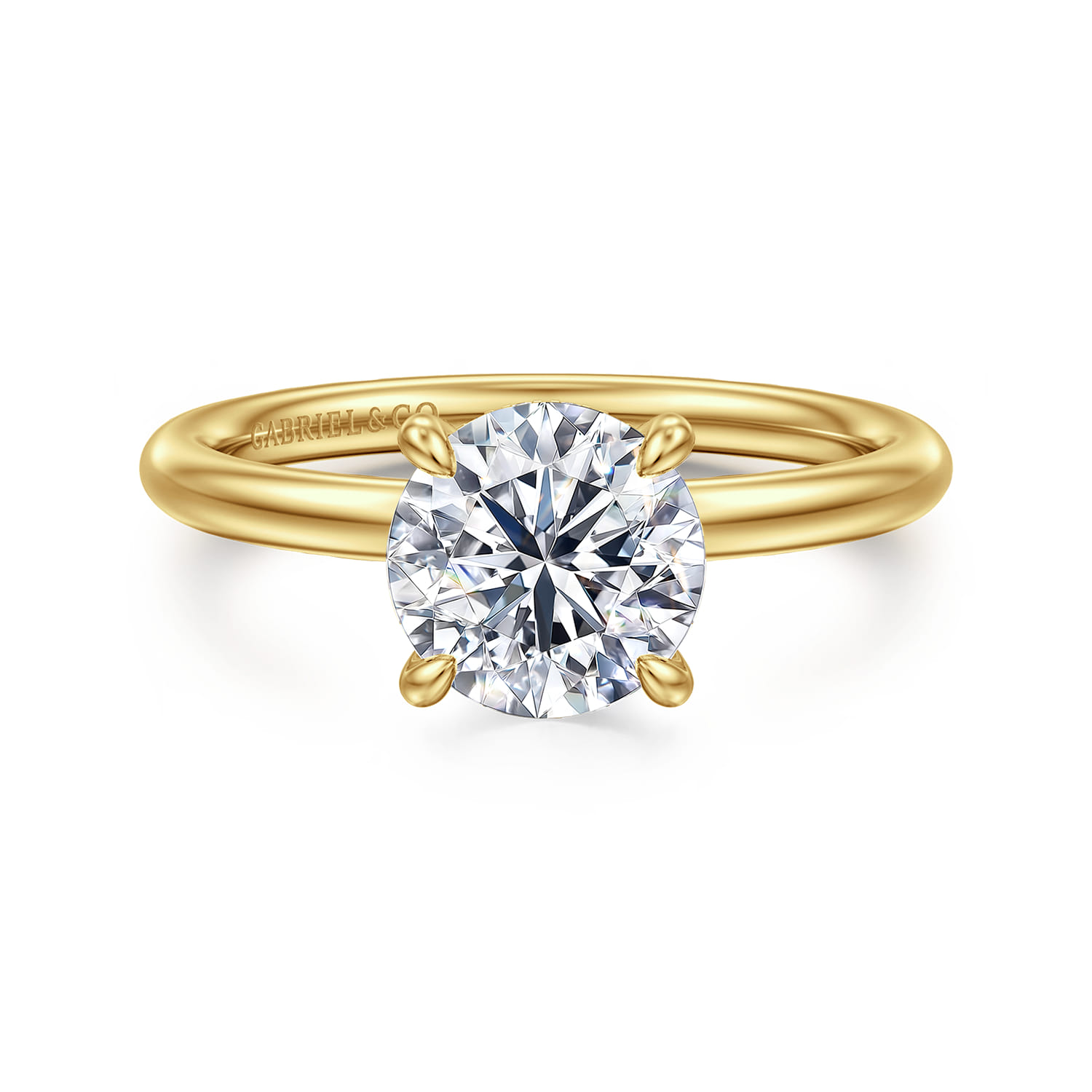 Elia - 14K Yellow Gold Solitaire Round Diamond Engagement Ring - 0.06 ct - Shot 1