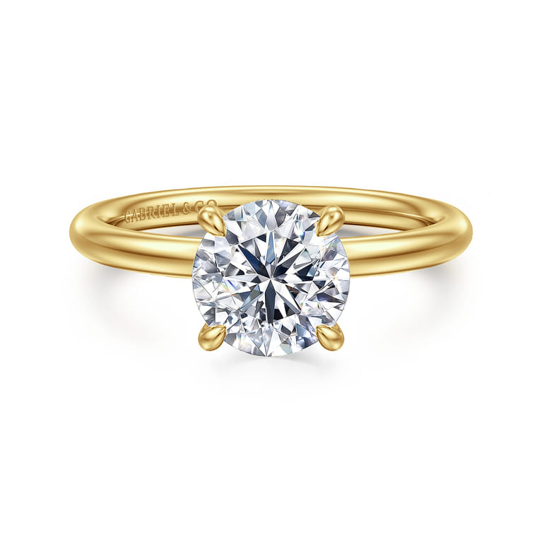 Elia - 14K Yellow Gold Solitaire Round Diamond Engagement Ring - 0.06 ct - Shot 1