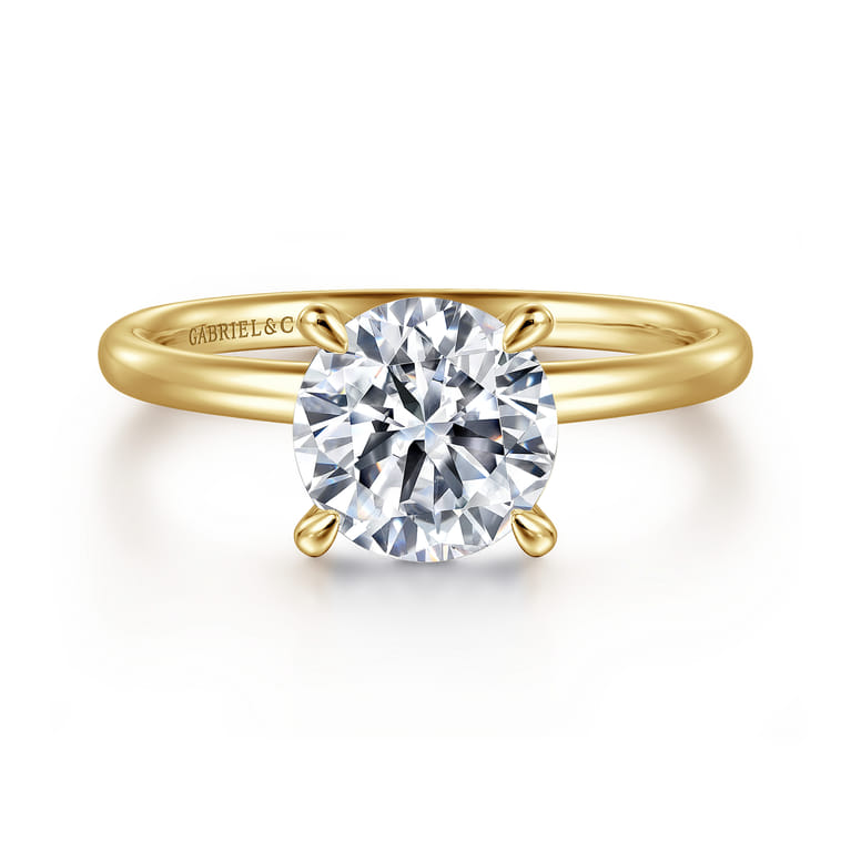 Elia - 14K Yellow Gold Solitaire Round Diamond Engagement Ring - 0.07 ct - Shot 1
