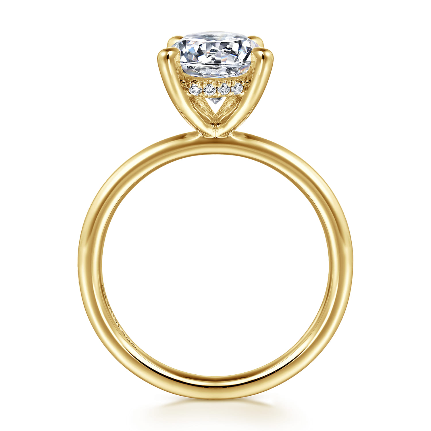 Elia - 14K Yellow Gold Solitaire Round Diamond Engagement Ring - 0.07 ct - Shot 2