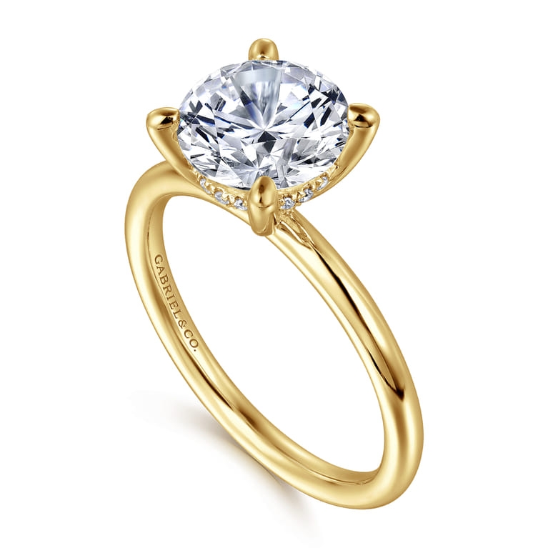 Elia - 14K Yellow Gold Solitaire Round Diamond Engagement Ring - 0.07 ct - Shot 3
