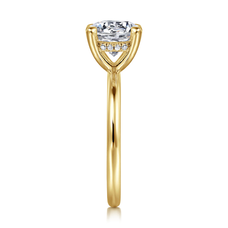 Elia - 14K Yellow Gold Solitaire Round Diamond Engagement Ring - 0.07 ct - Shot 4