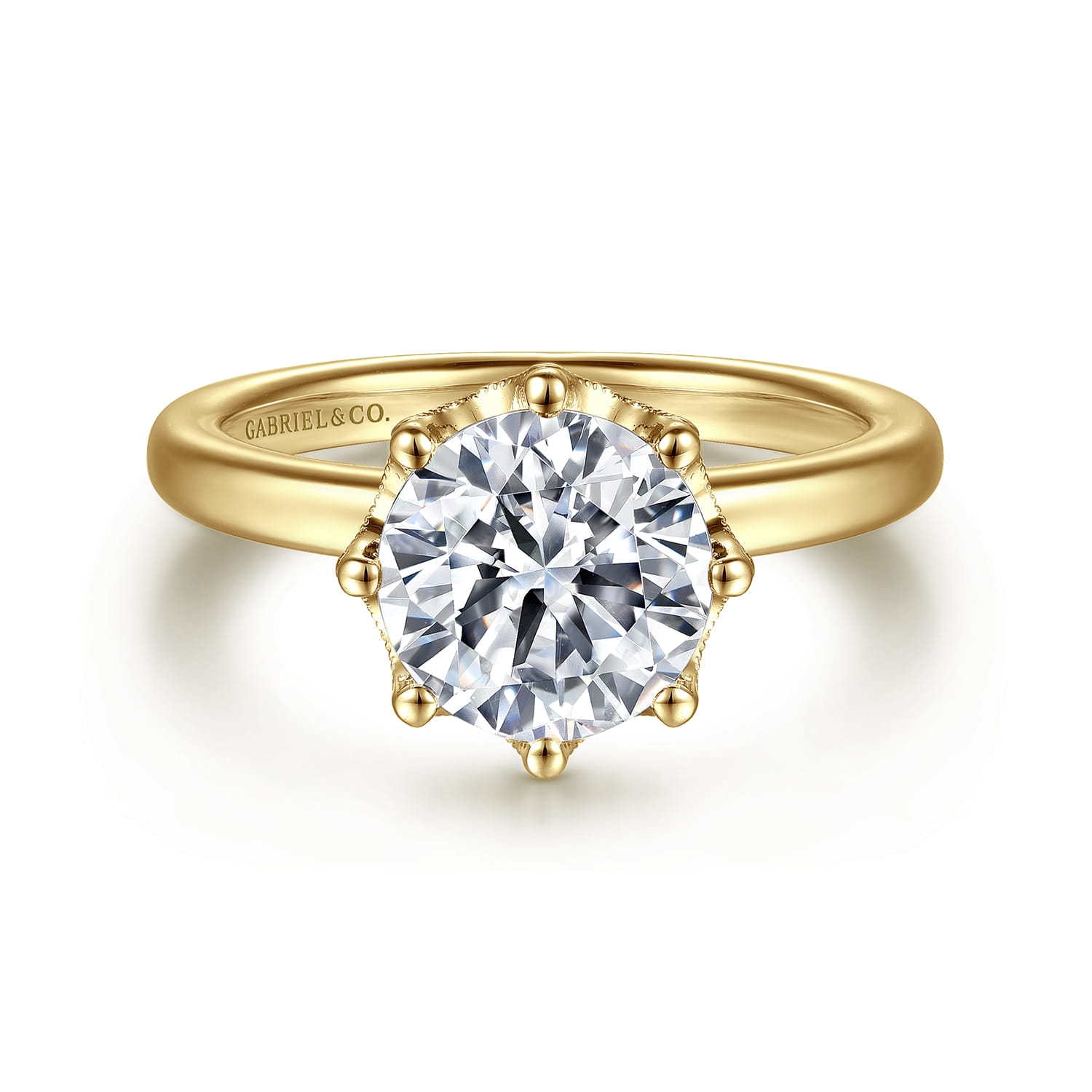 Liona - 14K Yellow Gold Round Solitaire Diamond Engagement Ring - 0.05 ct - Shot 1
