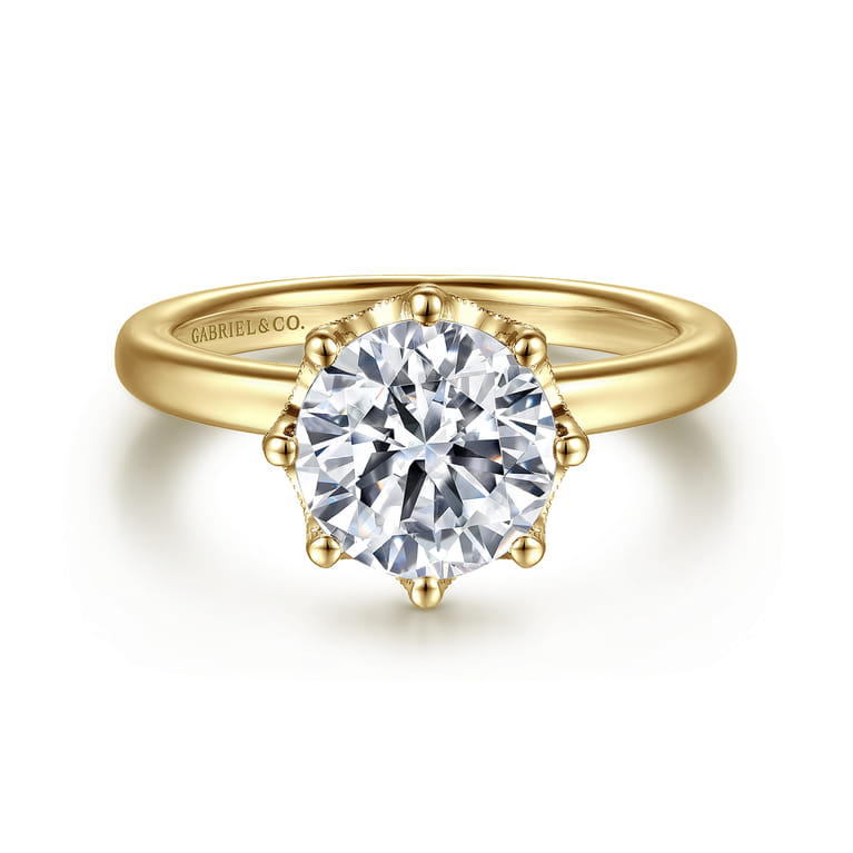 Liona - 14K Yellow Gold Round Solitaire Diamond Engagement Ring - 0.05 ct - Shot 1