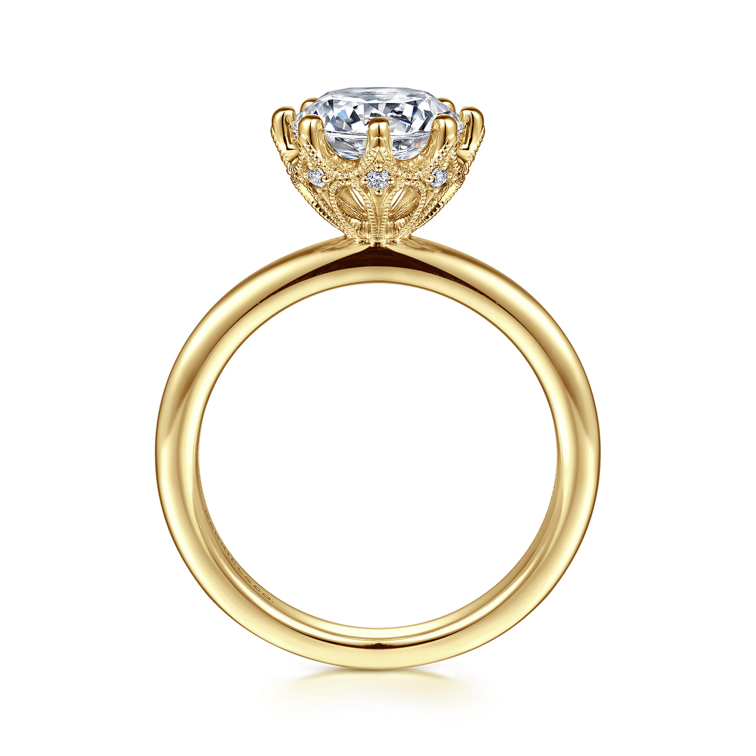 Liona - 14K Yellow Gold Round Solitaire Diamond Engagement Ring - 0.05 ct - Shot 2
