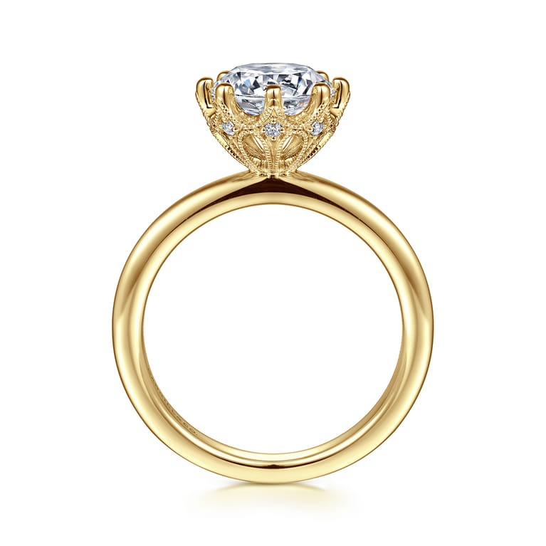 Liona - 14K Yellow Gold Round Solitaire Diamond Engagement Ring - 0.05 ct - Shot 2