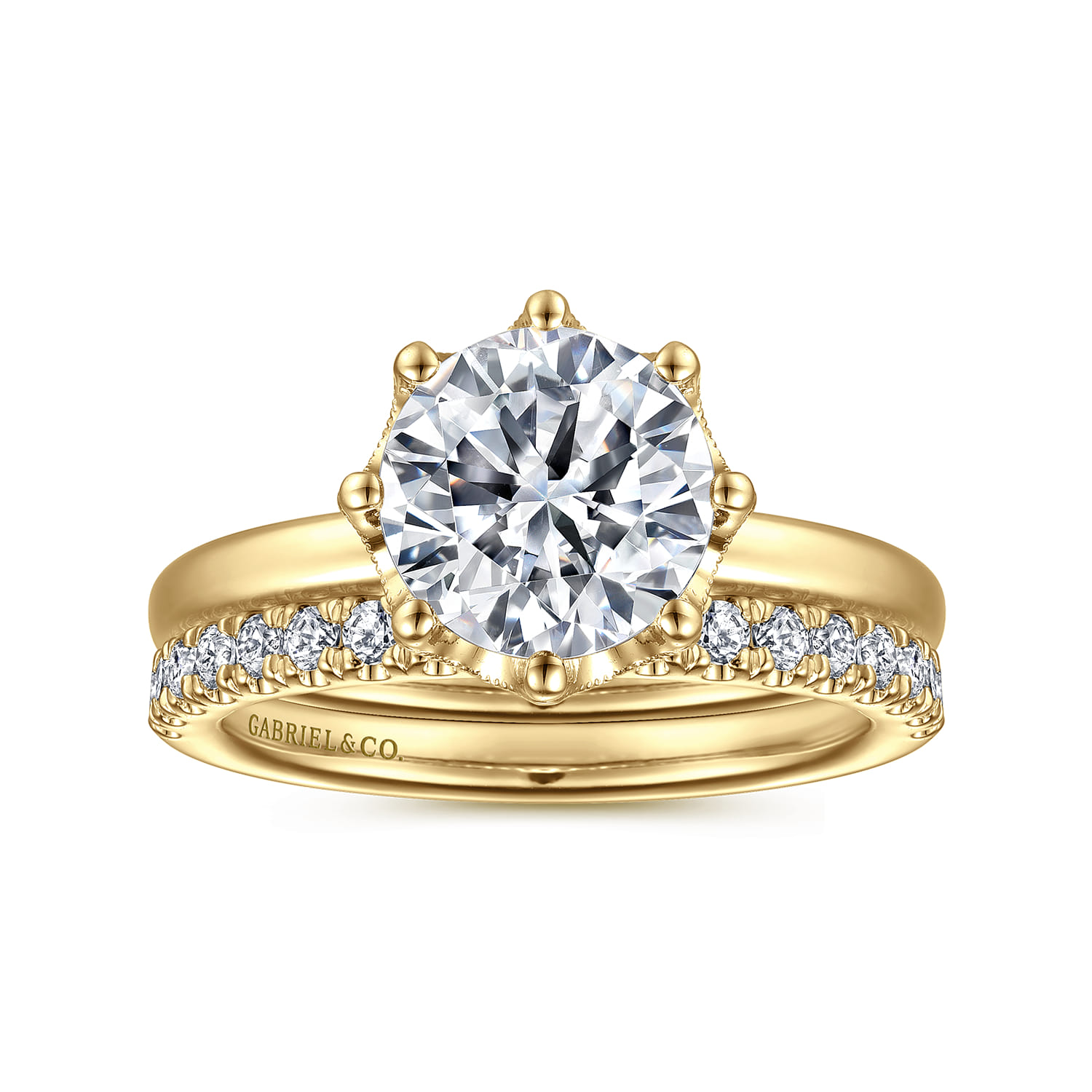 Liona - 14K Yellow Gold Round Solitaire Diamond Engagement Ring - 0.05 ct - Shot 4