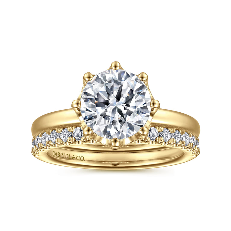 Liona - 14K Yellow Gold Round Solitaire Diamond Engagement Ring - 0.05 ct - Shot 4
