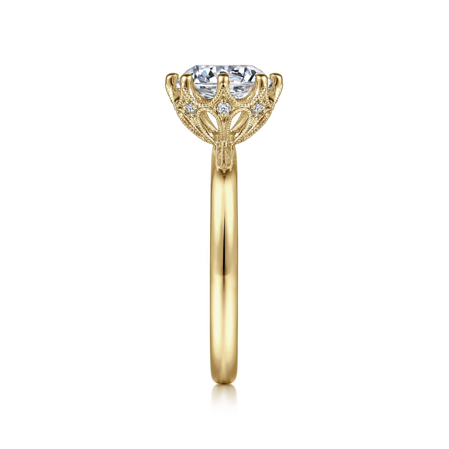 Liona - 14K Yellow Gold Round Solitaire Diamond Engagement Ring - 0.05 ct - Shot 5